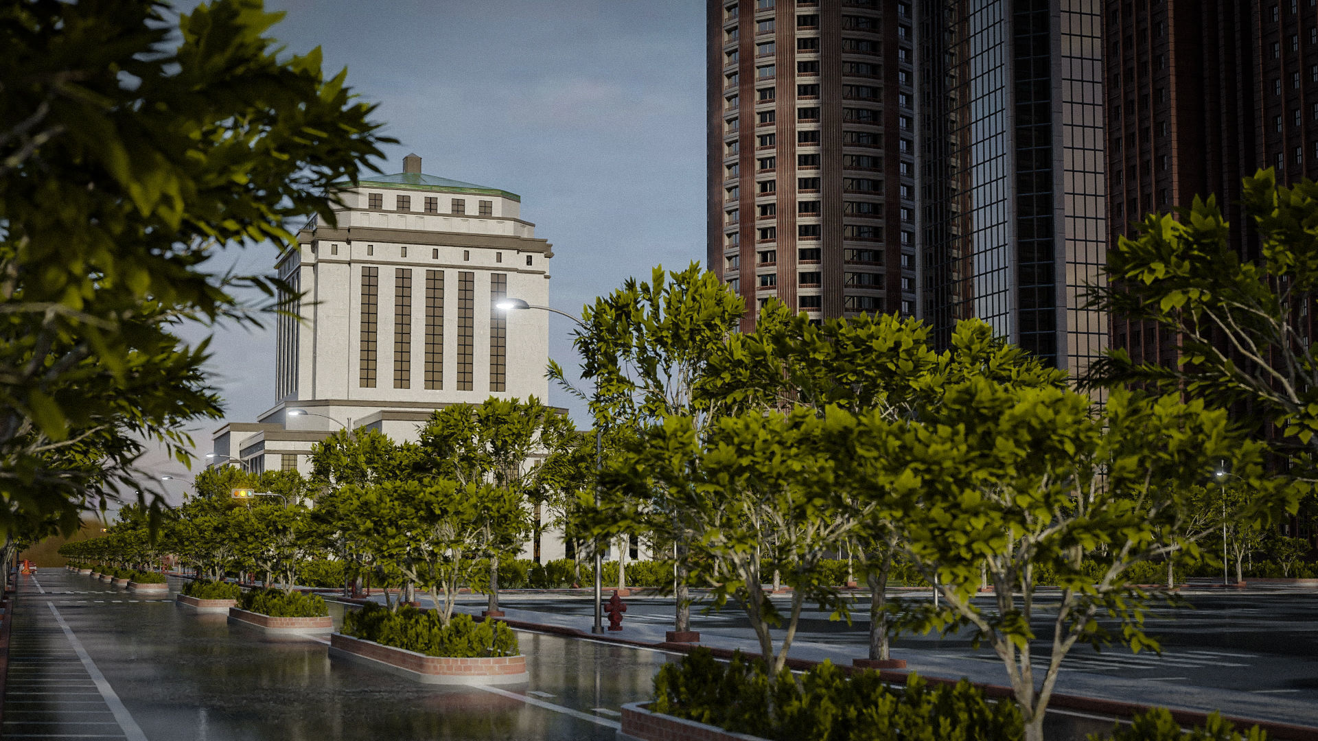 CITY SCENE SET SKYSCRAPER Low-poly 3D model_3