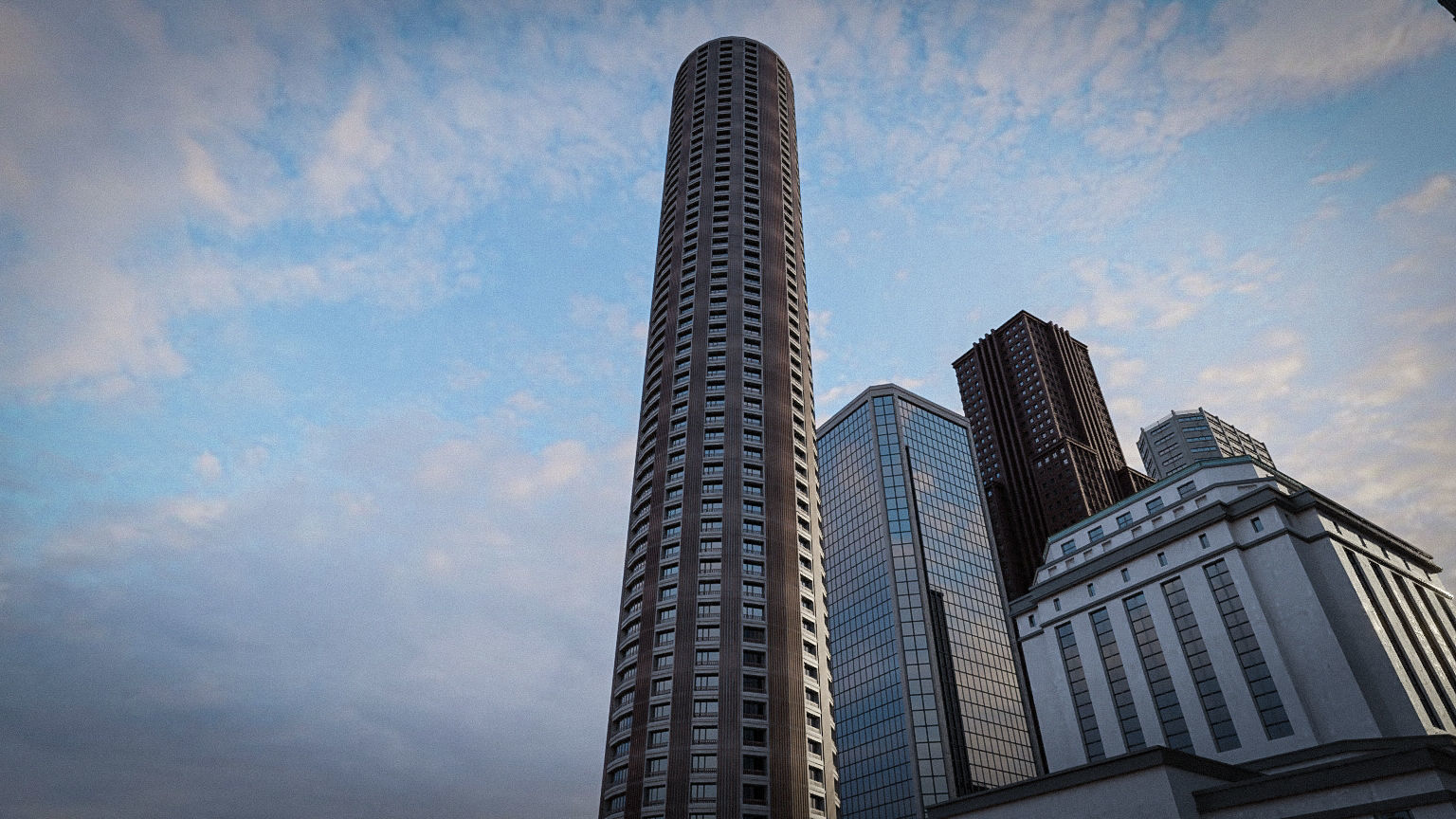 CITY SCENE SET SKYSCRAPER Low-poly 3D model_13