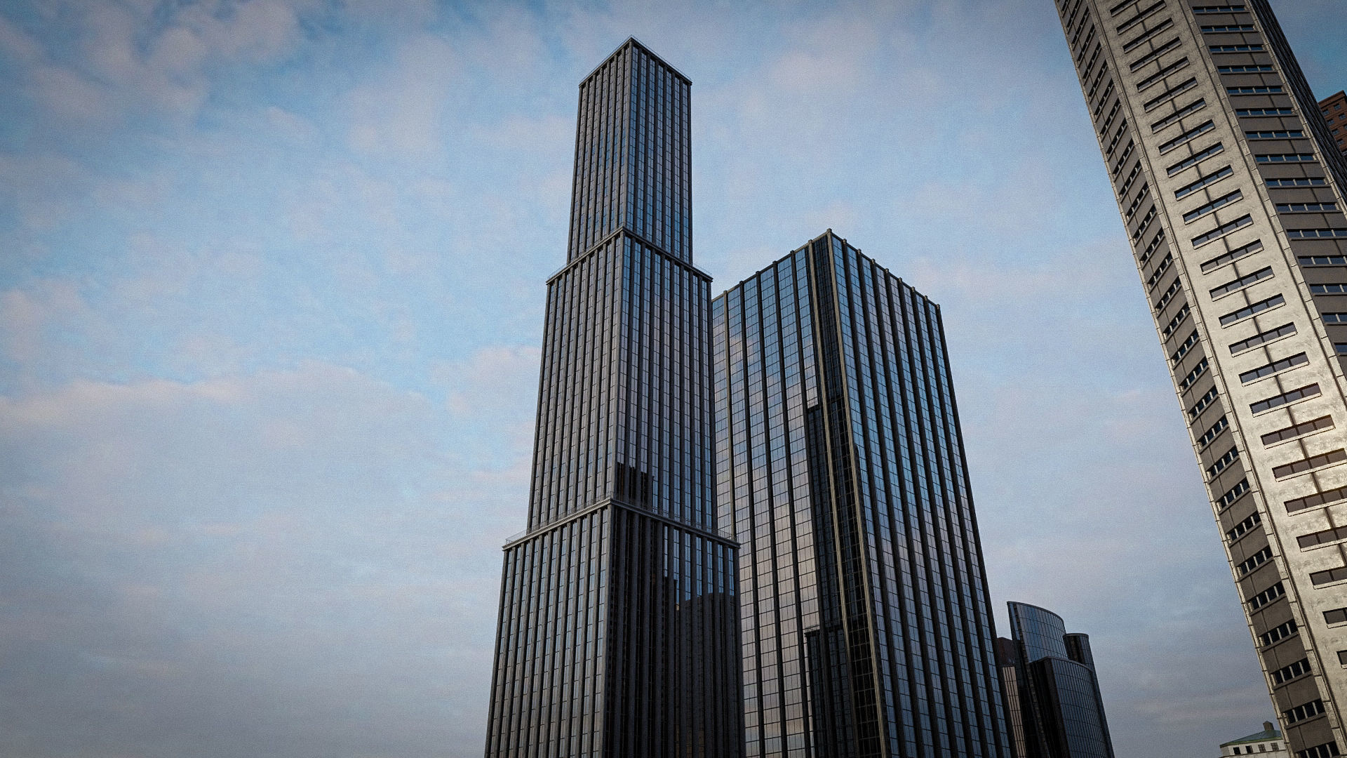 CITY SCENE SET SKYSCRAPER Low-poly 3D model_8