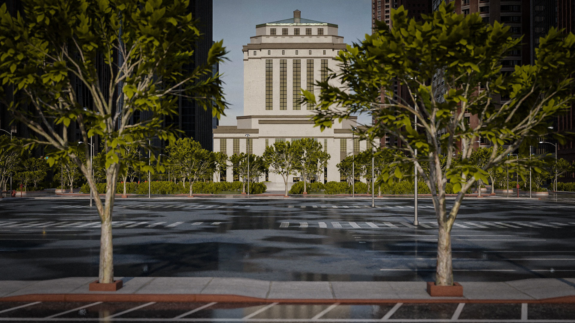 CITY SCENE SET SKYSCRAPER Low-poly 3D model_14