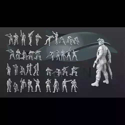 38 figure Sci fi soldier set 3D print model