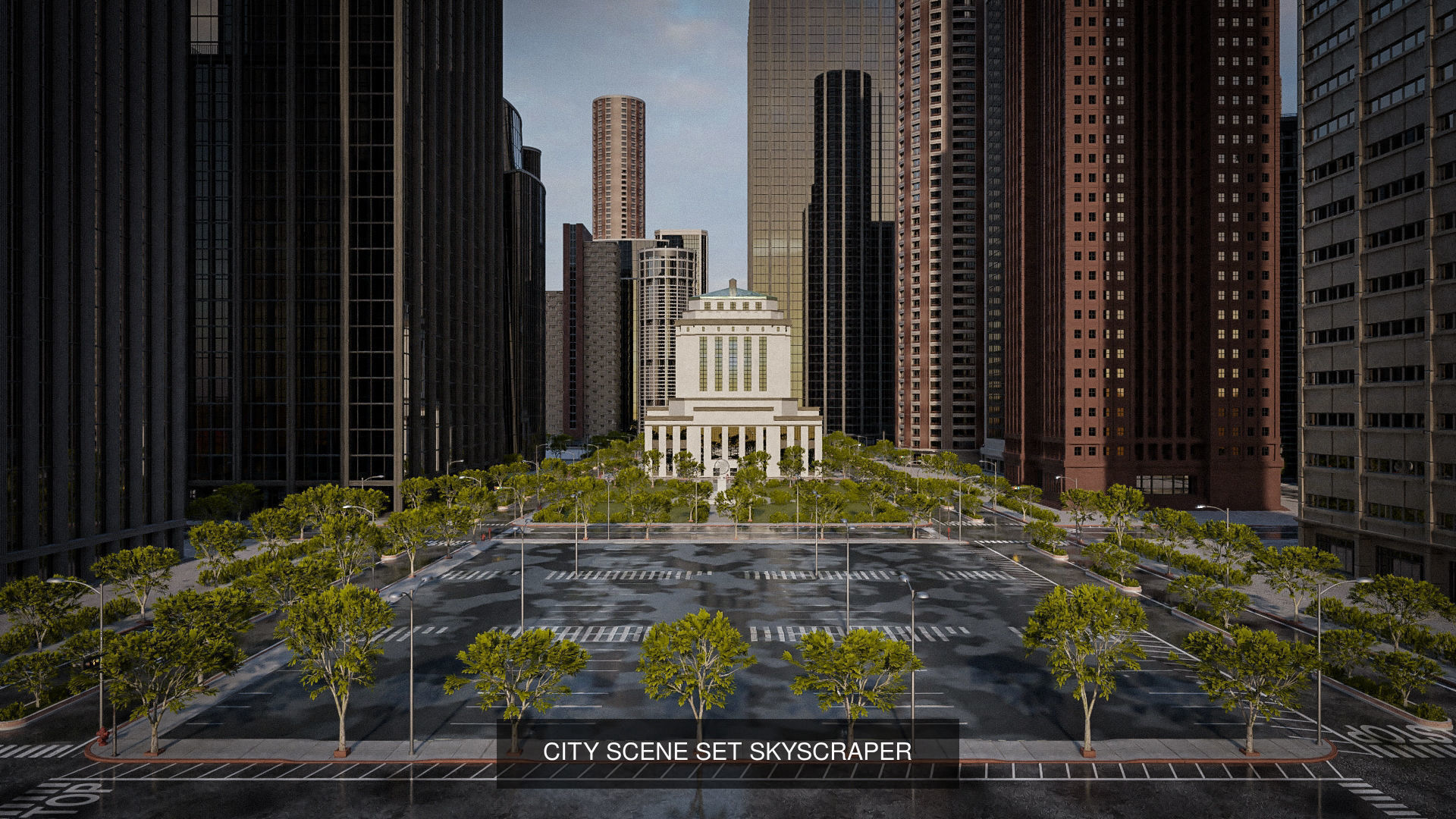 CITY SCENE SET WITH DEMO FILE AND ALL THE ASSET 3D Model Collection_12