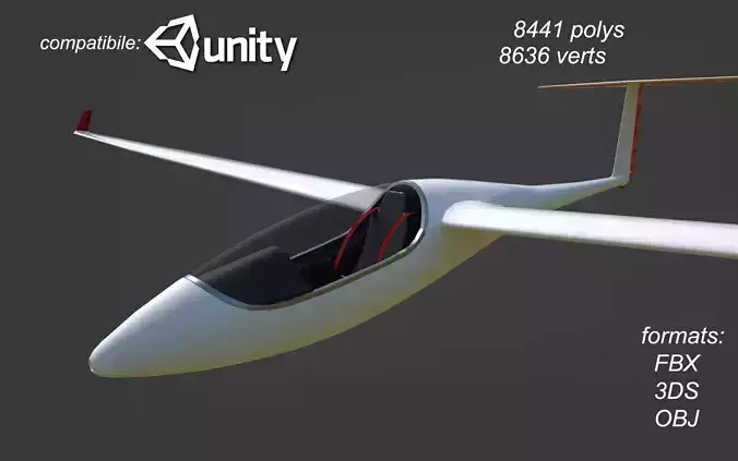 Glider Sailplane  Low-poly 3D model