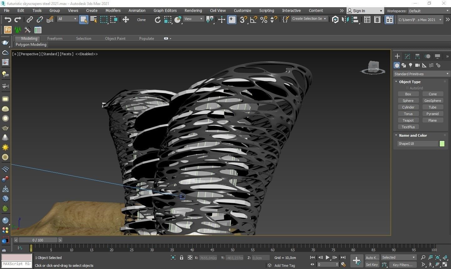 Futuristic Skyscrapers Steel - Game Ready Low-poly 3D model_2