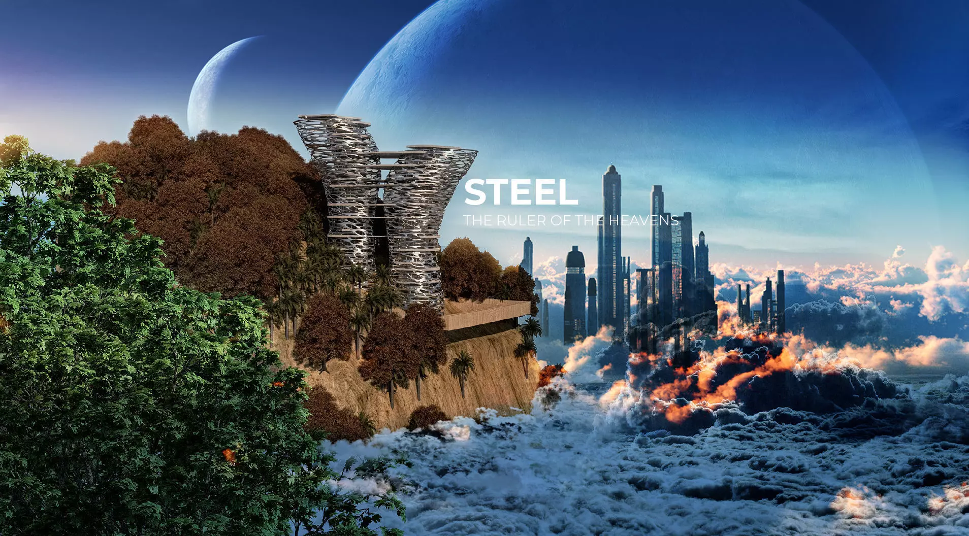 Futuristic Skyscrapers Steel - Game Ready Low-poly 3D model_0