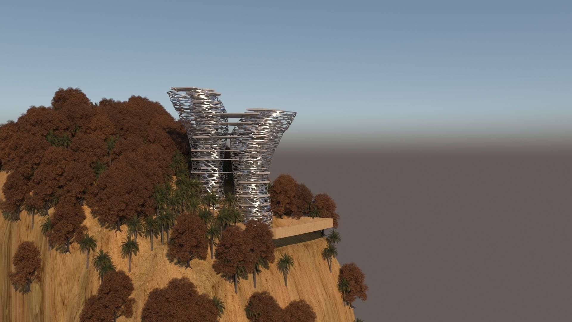 Futuristic Skyscrapers Steel - Game Ready Low-poly 3D model_5