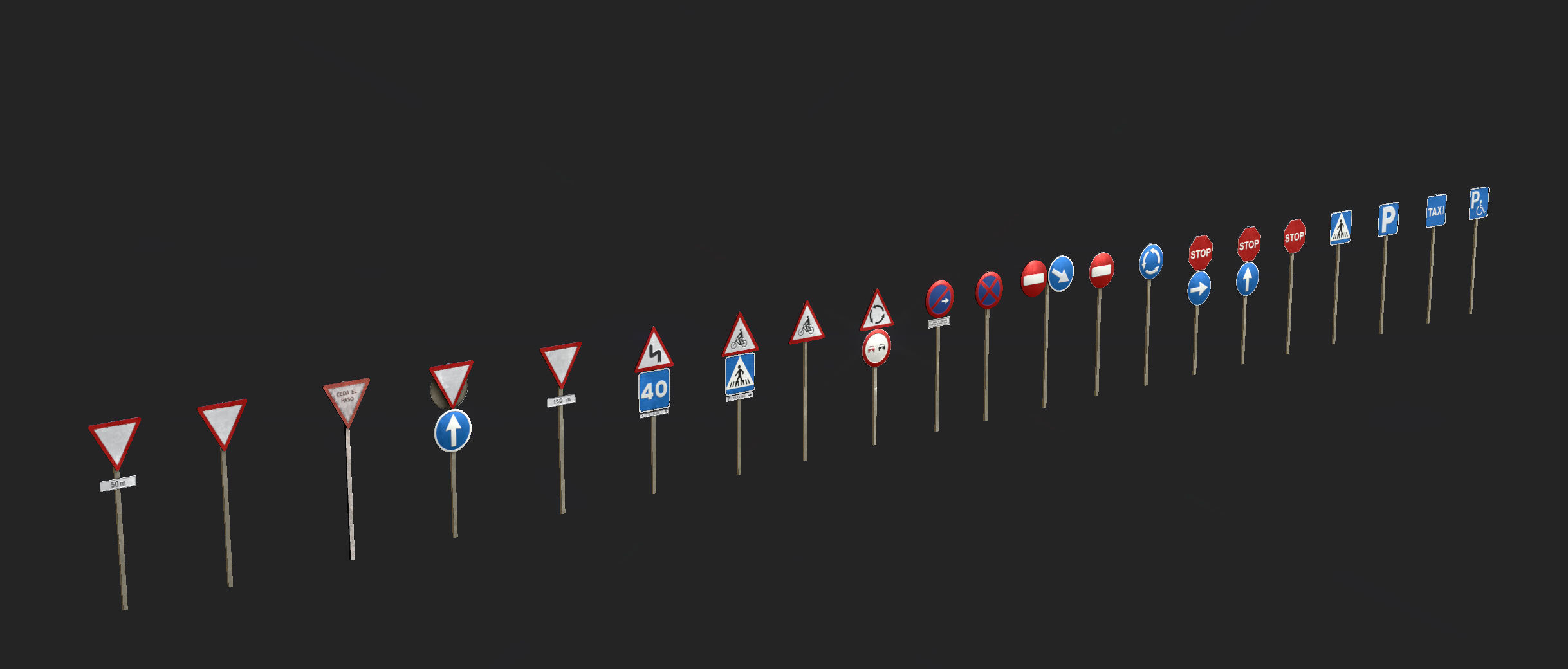 TRAFFIC SIGNALS Low-poly 3D model_3