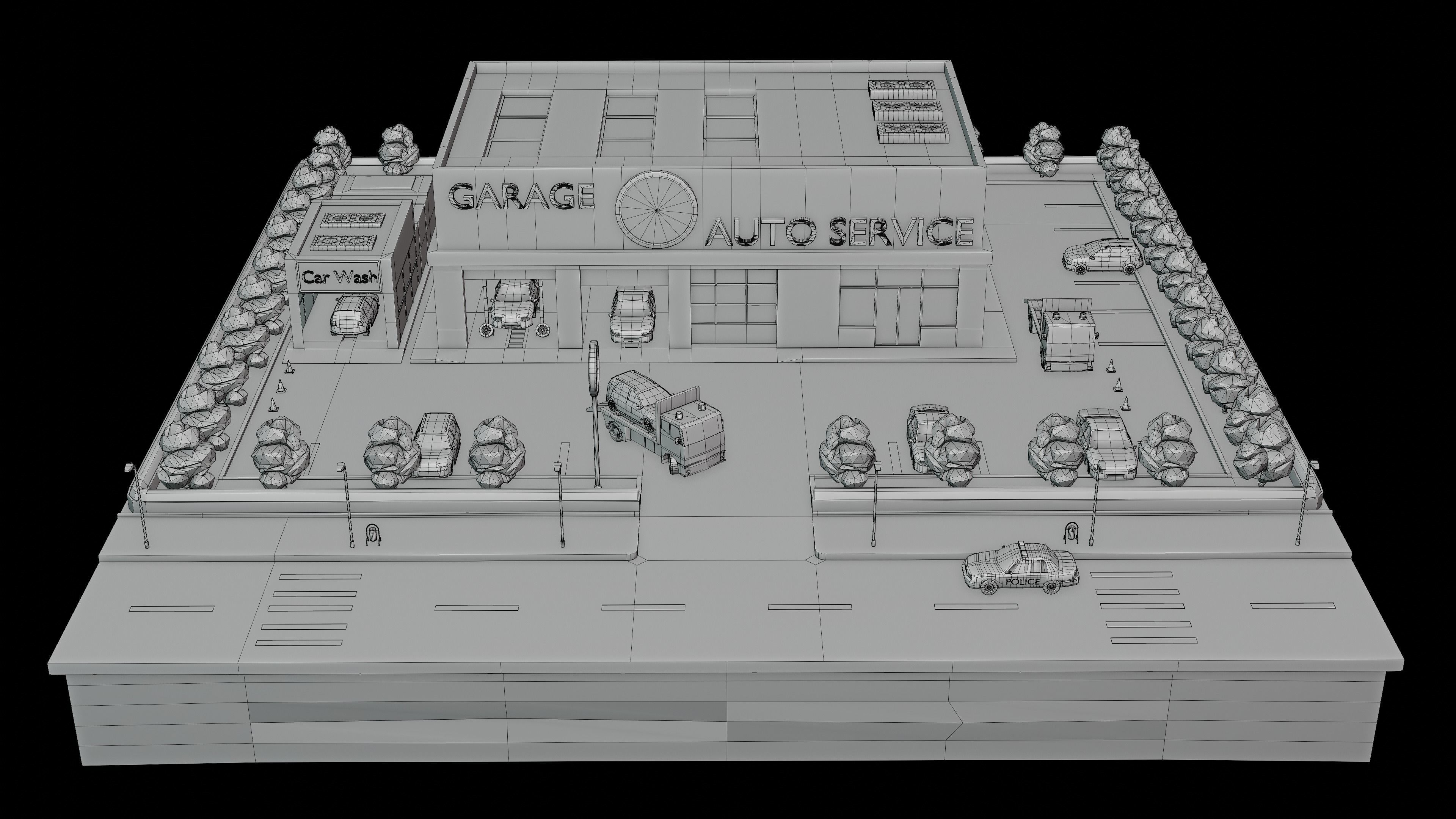 Low Poly Auto Service Low-poly 3D model_10