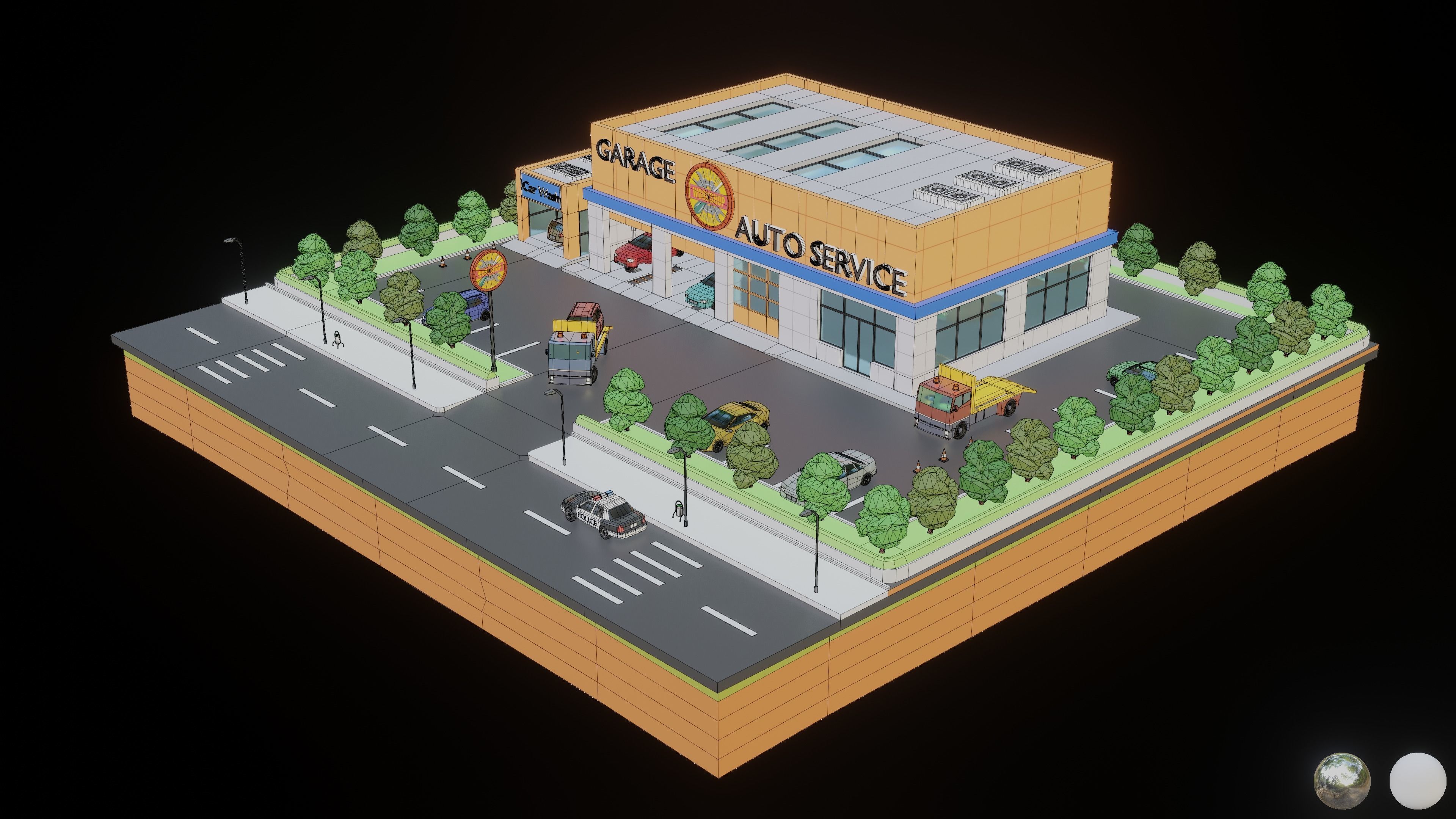 Low Poly Auto Service Low-poly 3D model_6