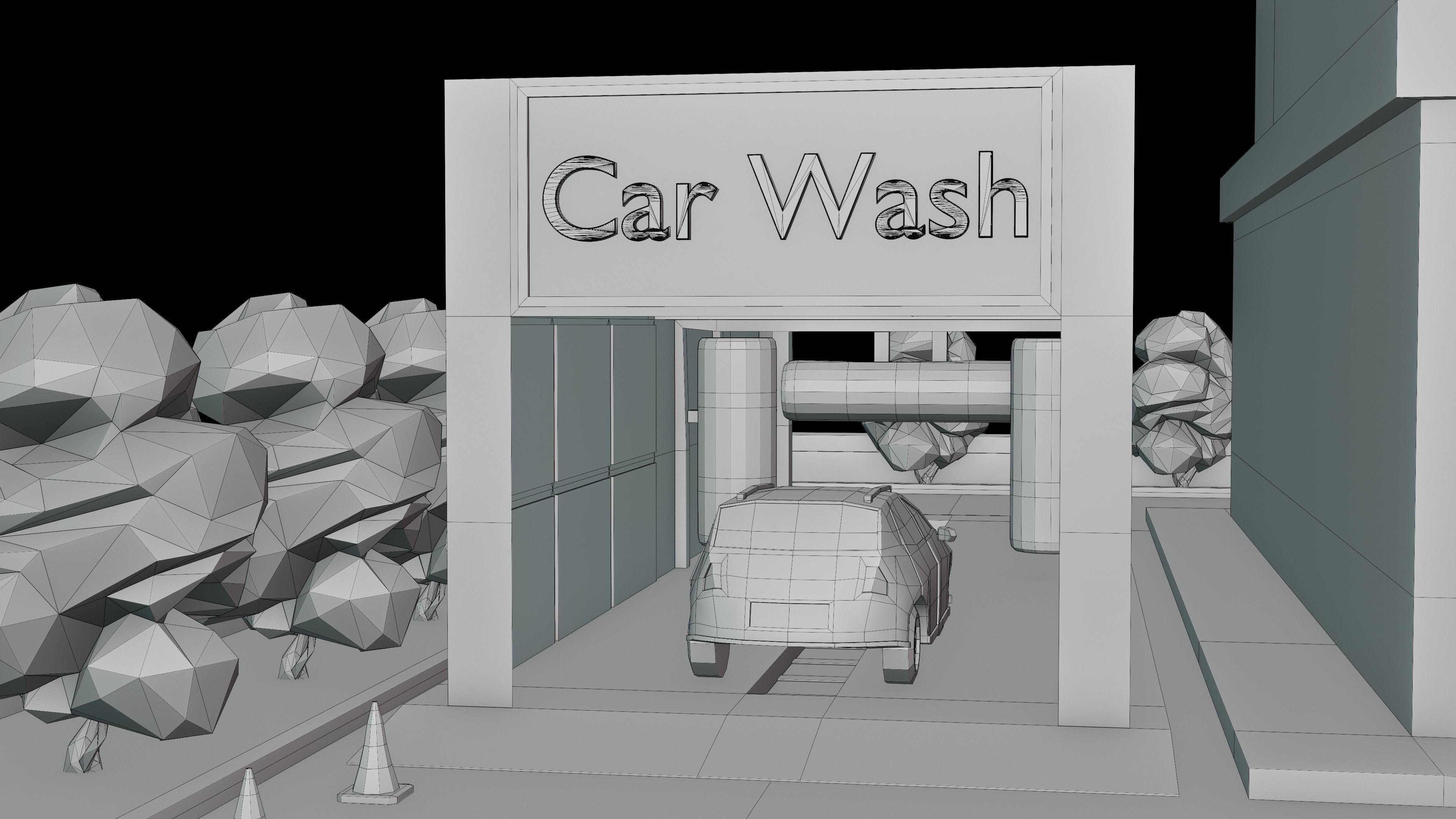 Low Poly Auto Service Low-poly 3D model_8