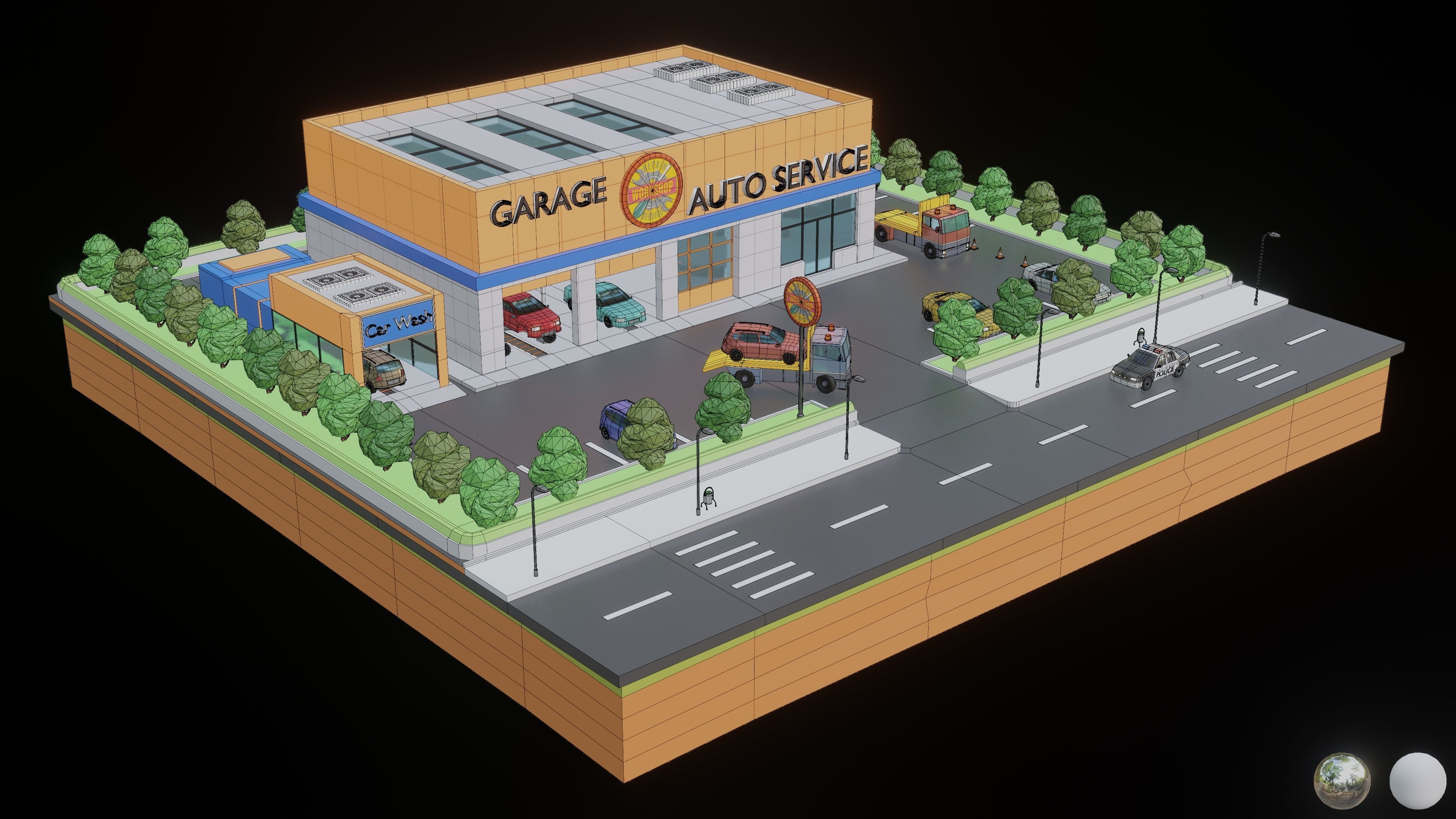 Low Poly Auto Service Low-poly 3D model_5