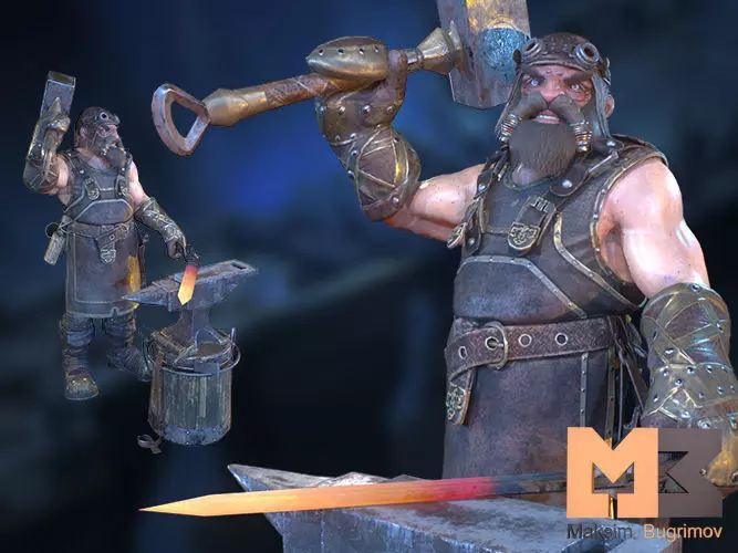 Dwarf Agvid Low-poly 3D model_0