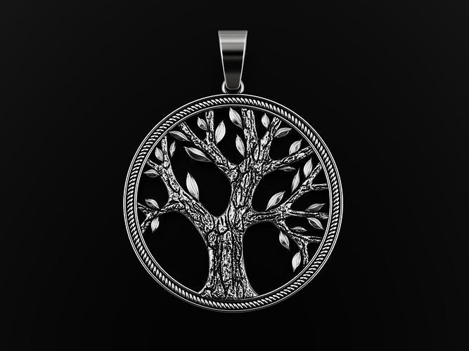 Wood tree pendant 3D print model