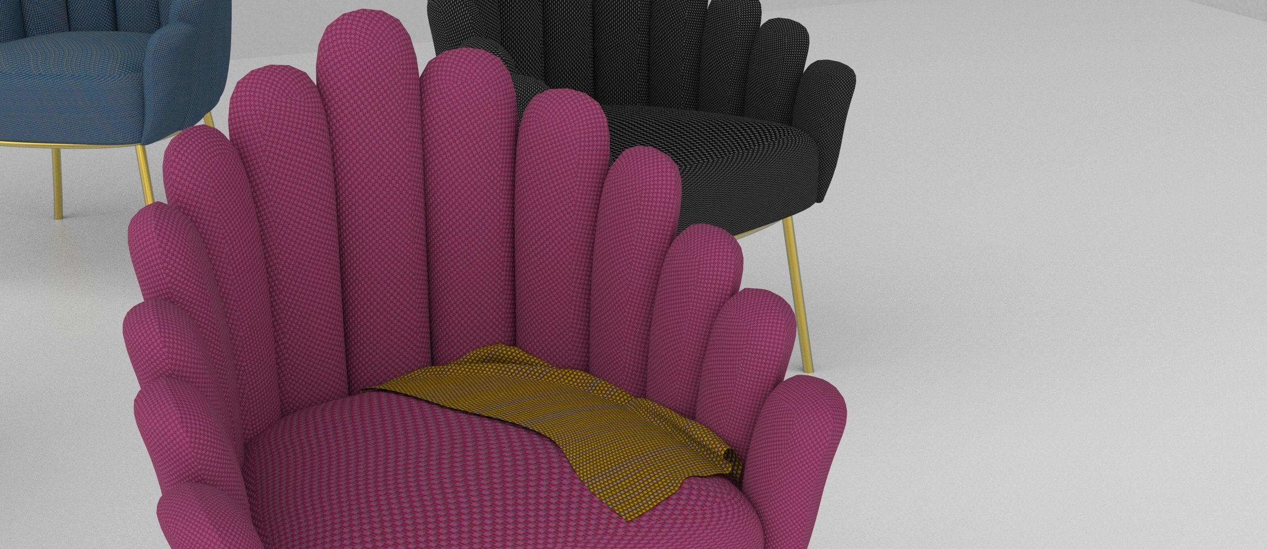 armchair three chairs and table Free 3D model_1