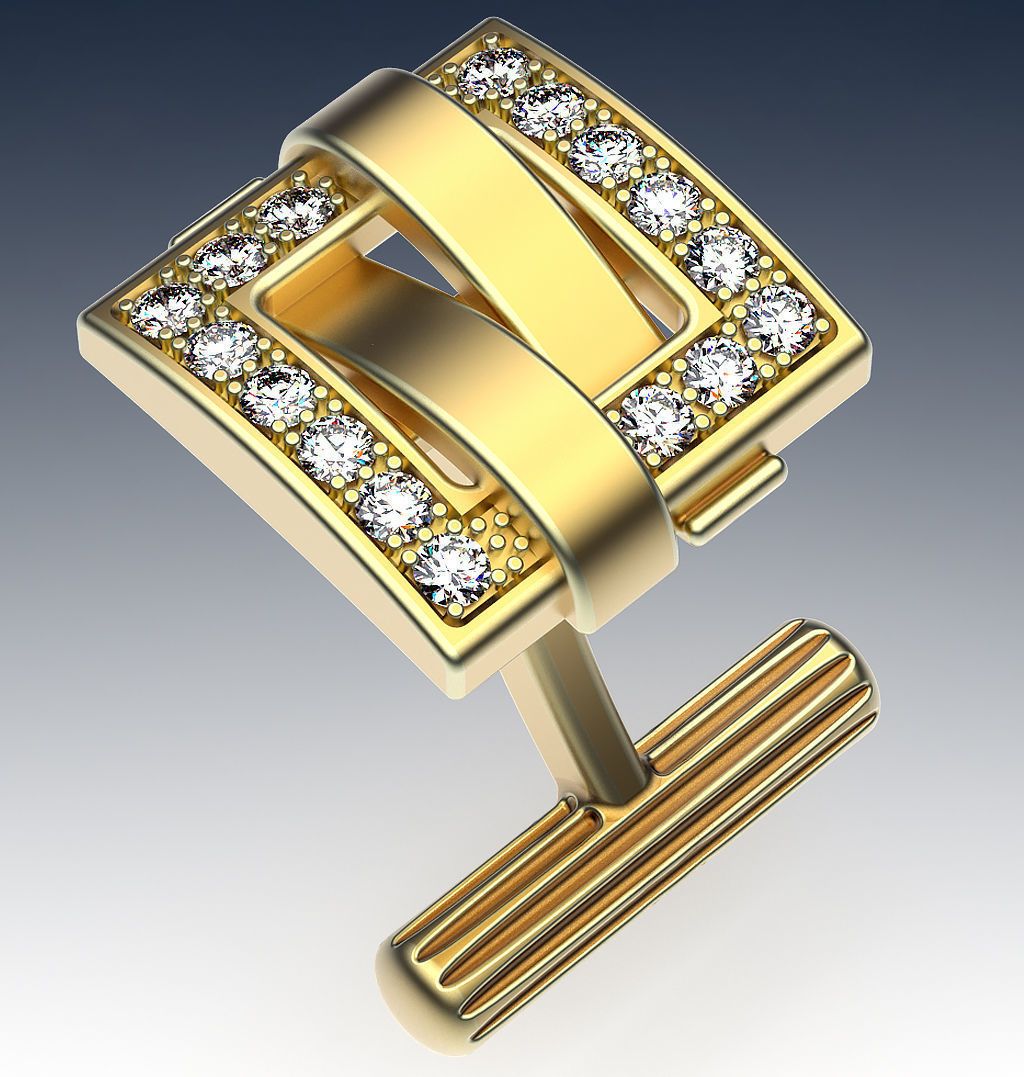 Cufflinks Buckle In Gems 3D print model_1