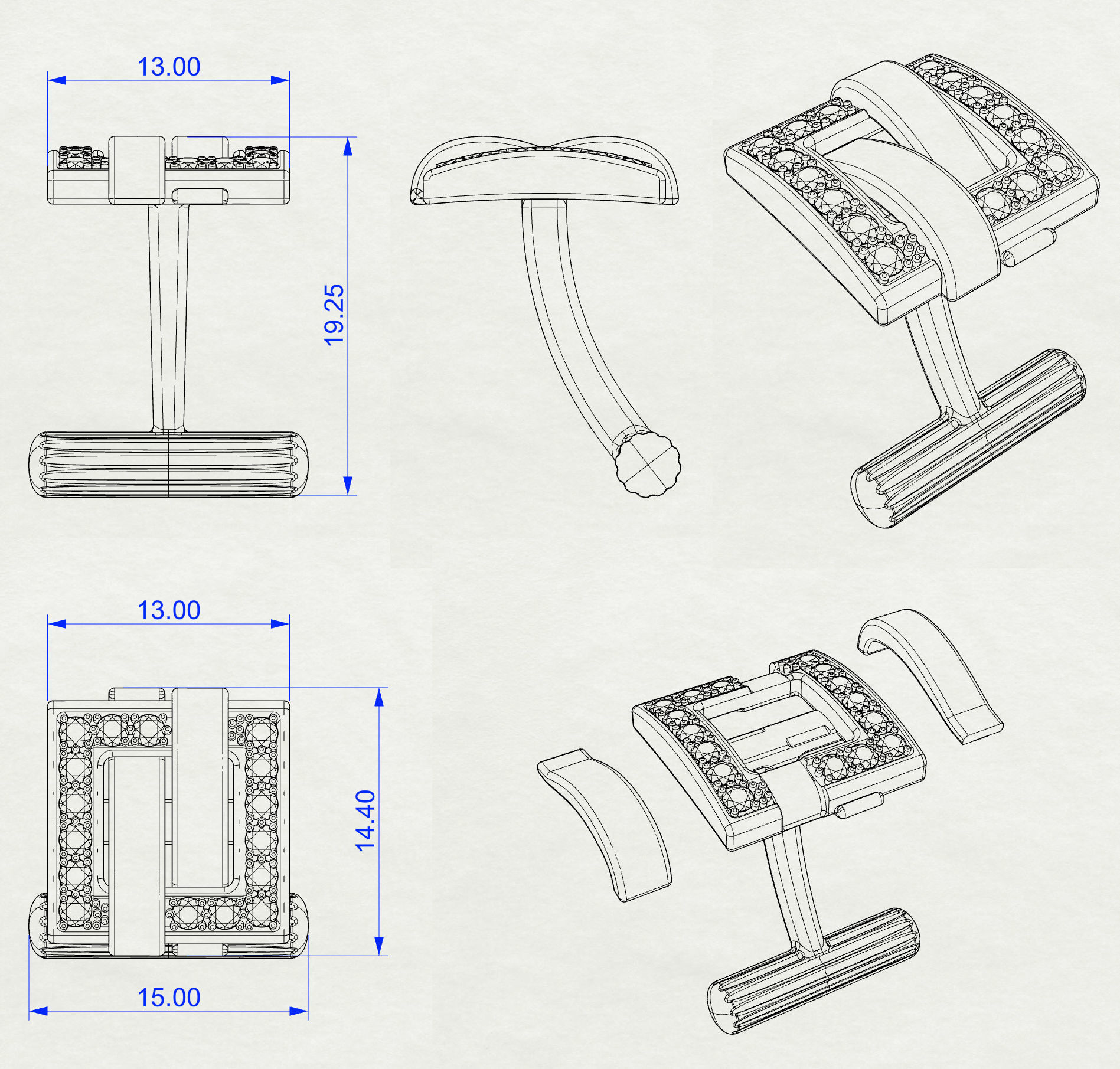 Cufflinks Buckle In Gems 3D print model_9