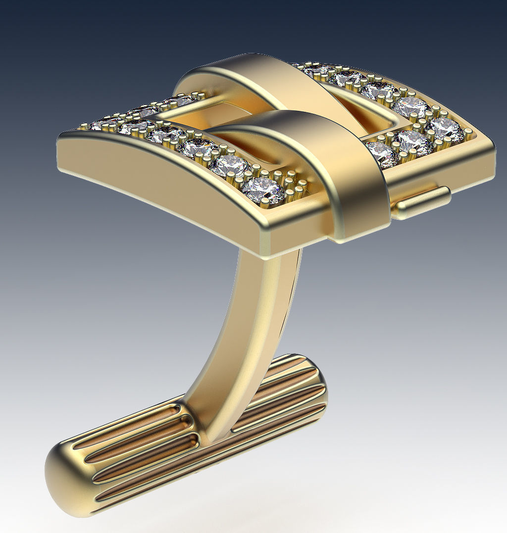 Cufflinks Buckle In Gems 3D print model_2