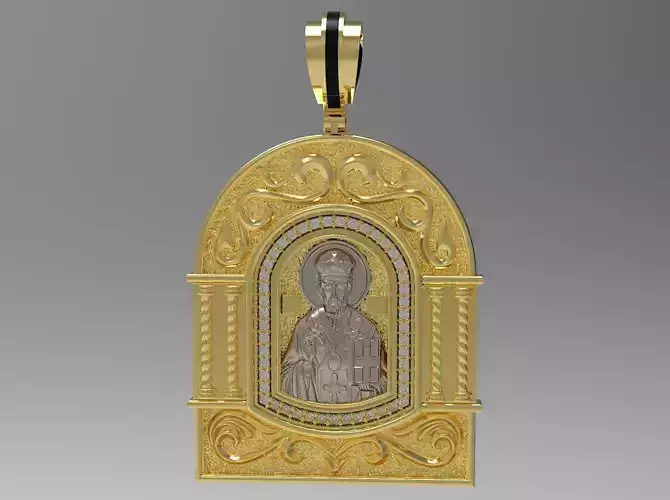 Pendant 3D print model  Saint Nikolay Chudotvorec