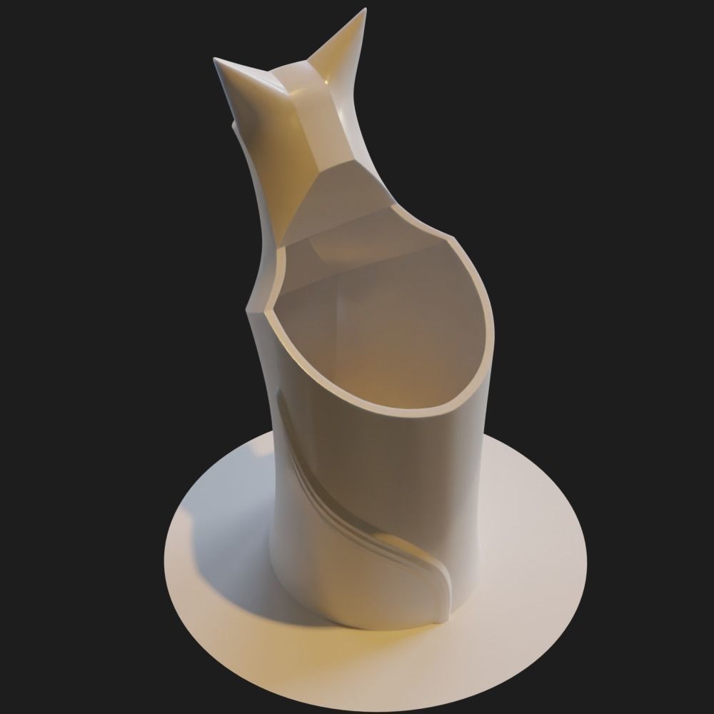 Cat pencil cup 3D print model_1