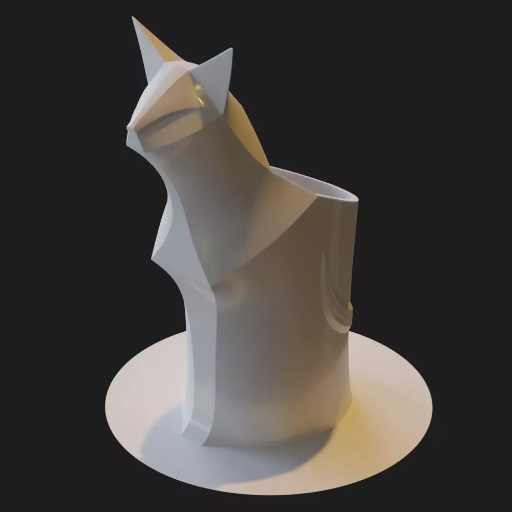 Cat pencil cup 3D print model_0