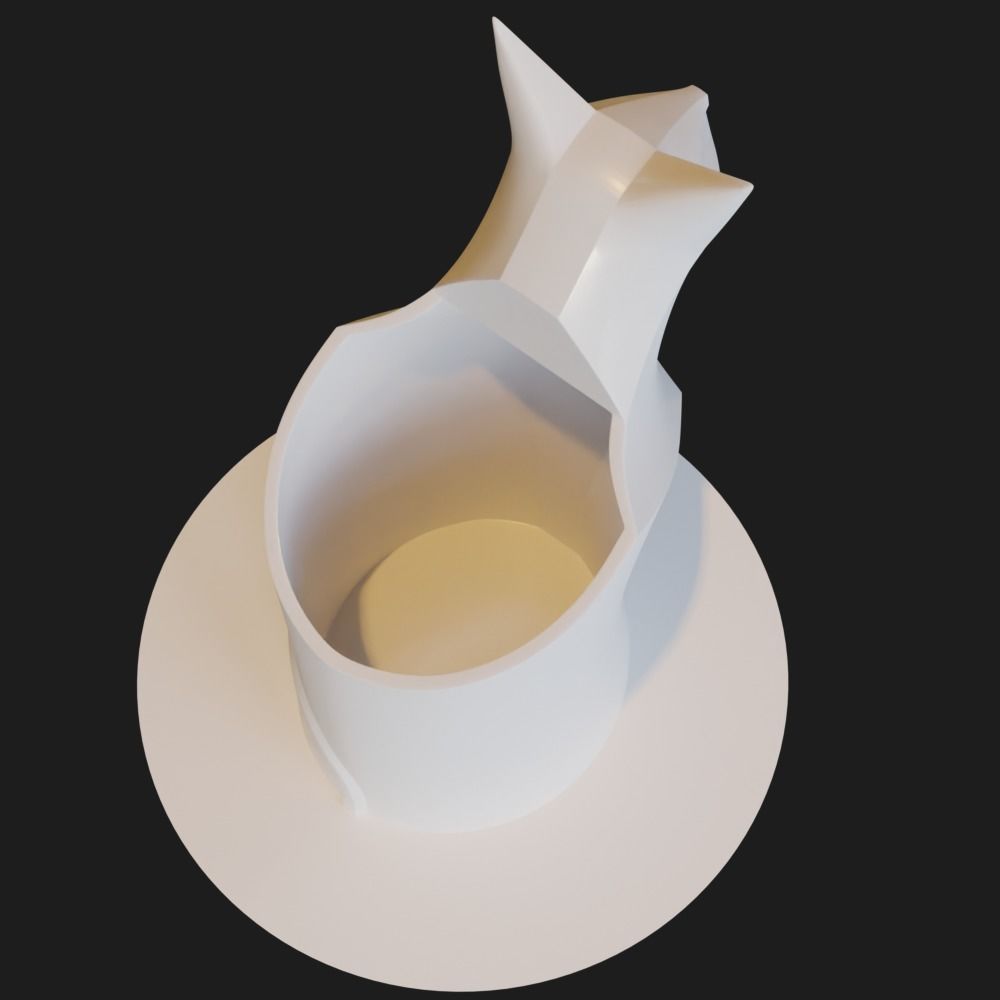 Cat pencil cup 3D print model_4