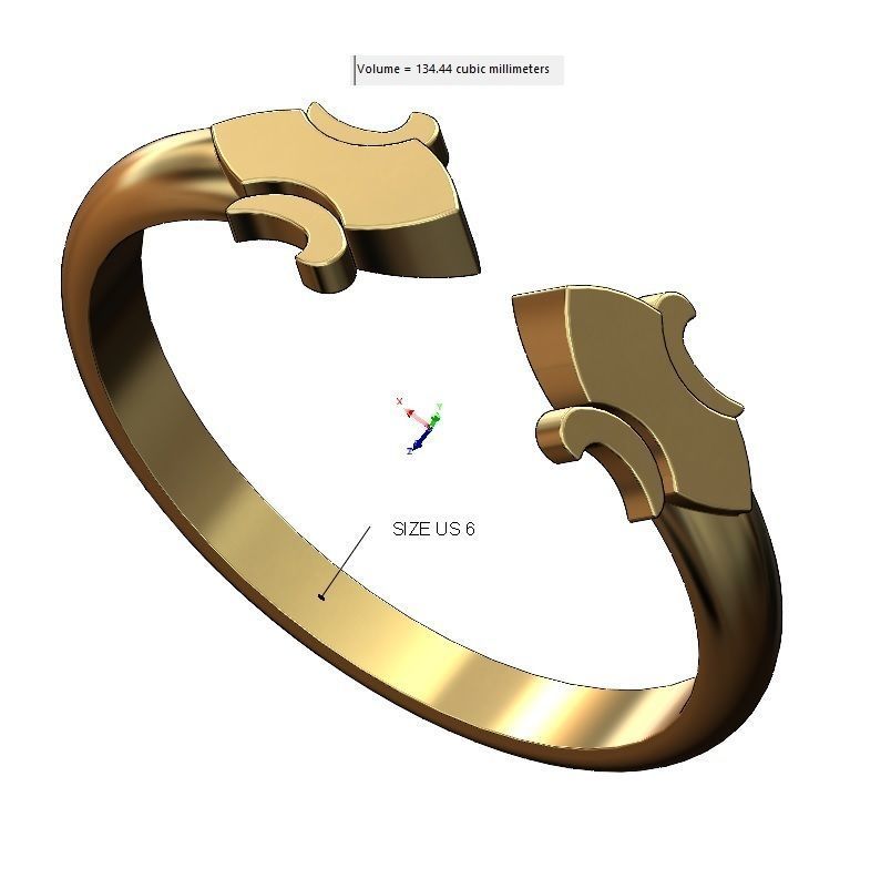 Simplistic Heraldic Lily Ring 3D print model_10