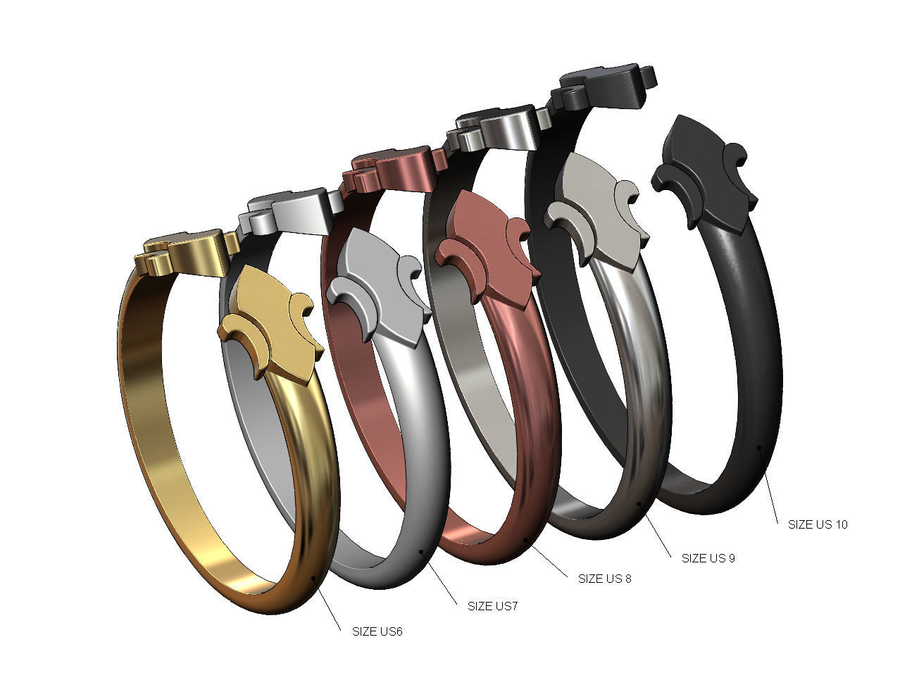 Simplistic Heraldic Lily Ring 3D print model_4