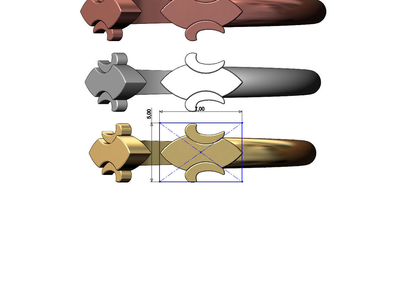 Simplistic Heraldic Lily Ring 3D print model_5