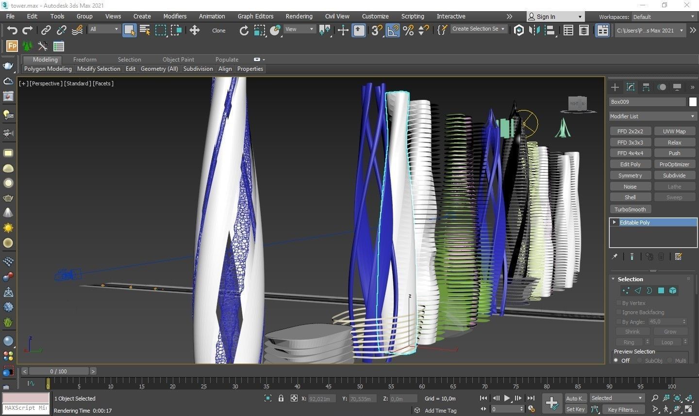Skyscraper Lush Water Project - Game Ready Low-poly 3D model_13