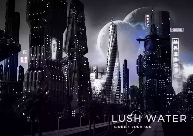 Skyscraper Lush Water Project - Game Ready Low-poly 3D model