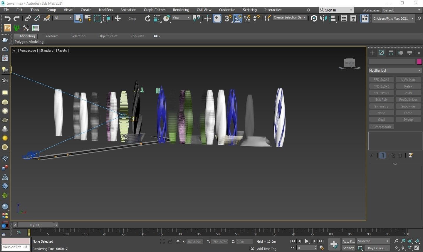 Skyscraper Lush Water Project - Game Ready Low-poly 3D model_9
