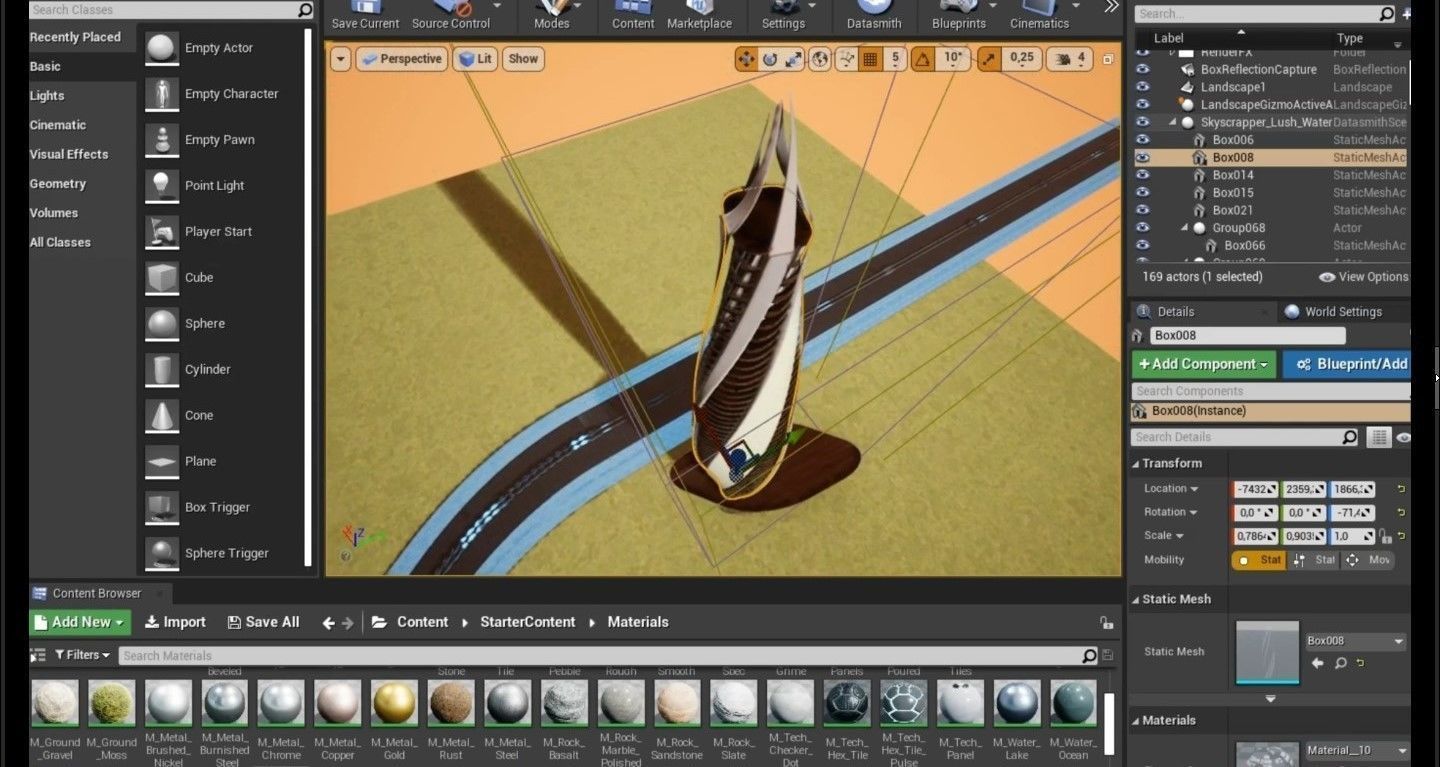 Skyscraper Lush Water Project - Game Ready Low-poly 3D model_12