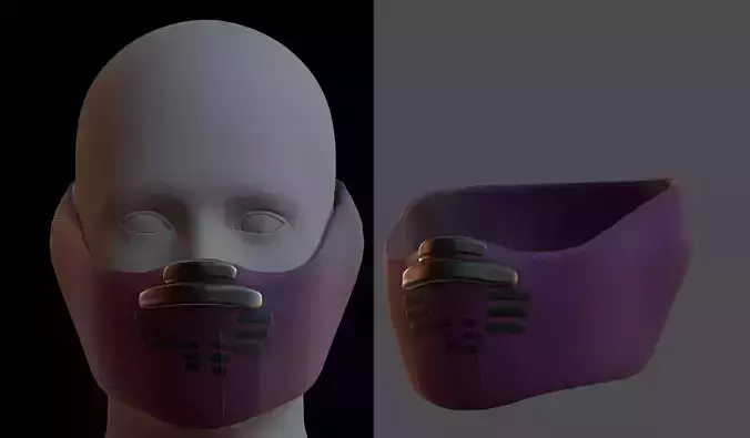 Gas mask helmet 3d model scifi Low-poly 