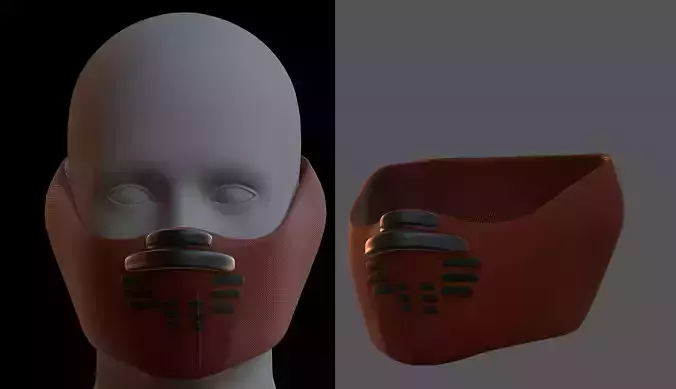 Gas mask helmet 3d model scifi Low-poly 