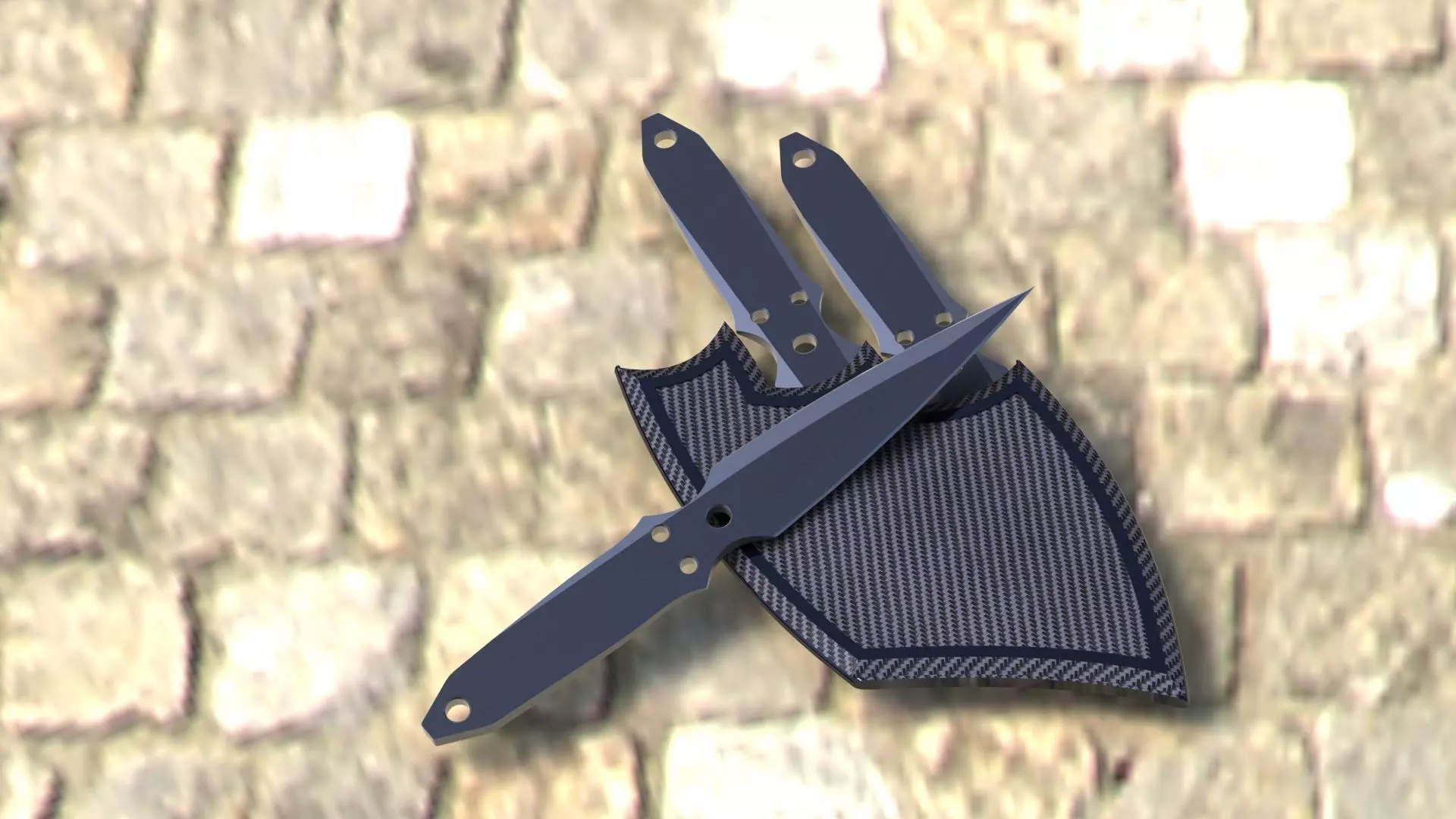Kunai Throwing Knife Low-poly 3D model_0