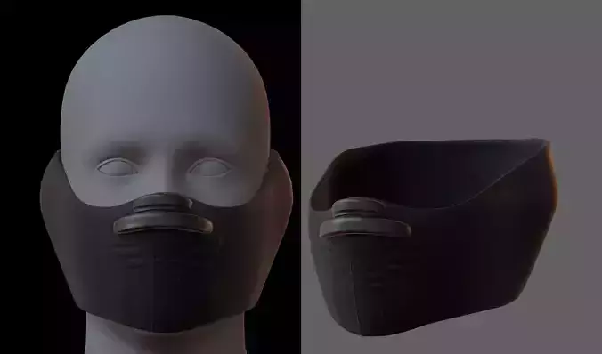 Gas mask helmet 3d model scifi Low-poly 