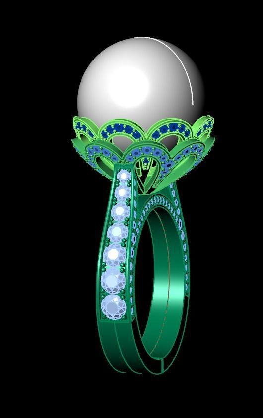 ring with pearls 3D print model_18