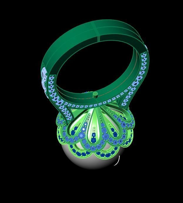 ring with pearls 3D print model_22