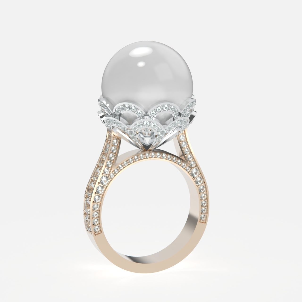ring with pearls 3D print model_3