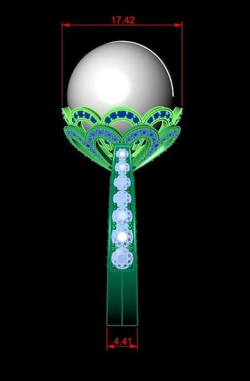 ring with pearls 3D print model_16