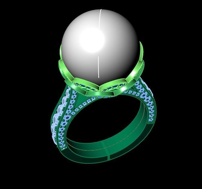 ring with pearls 3D print model_20