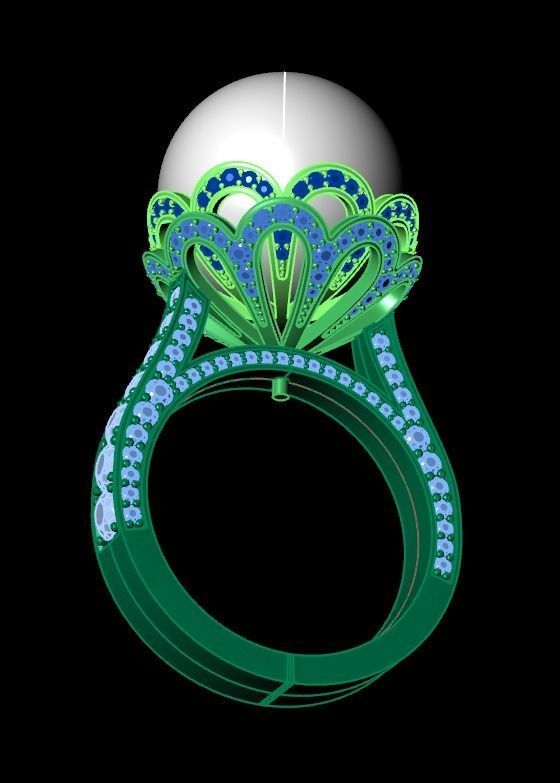 ring with pearls 3D print model_19