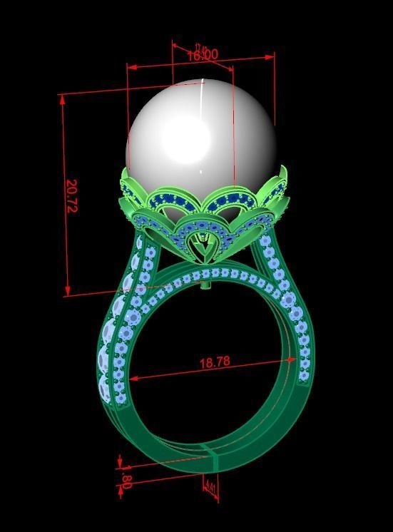 ring with pearls 3D print model_12