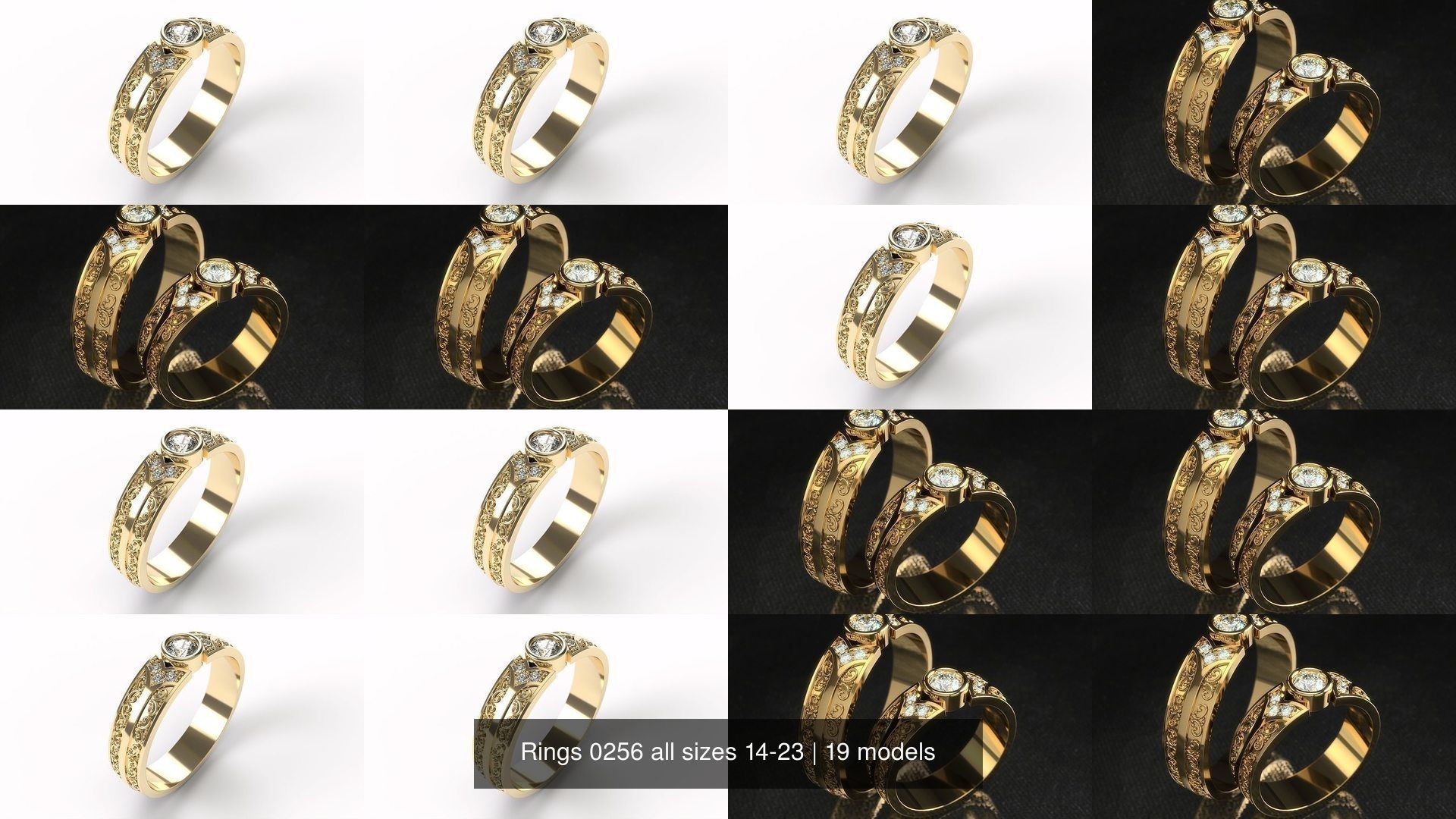 Rings 0256 all sizes 14-23 3D Model Collection_3