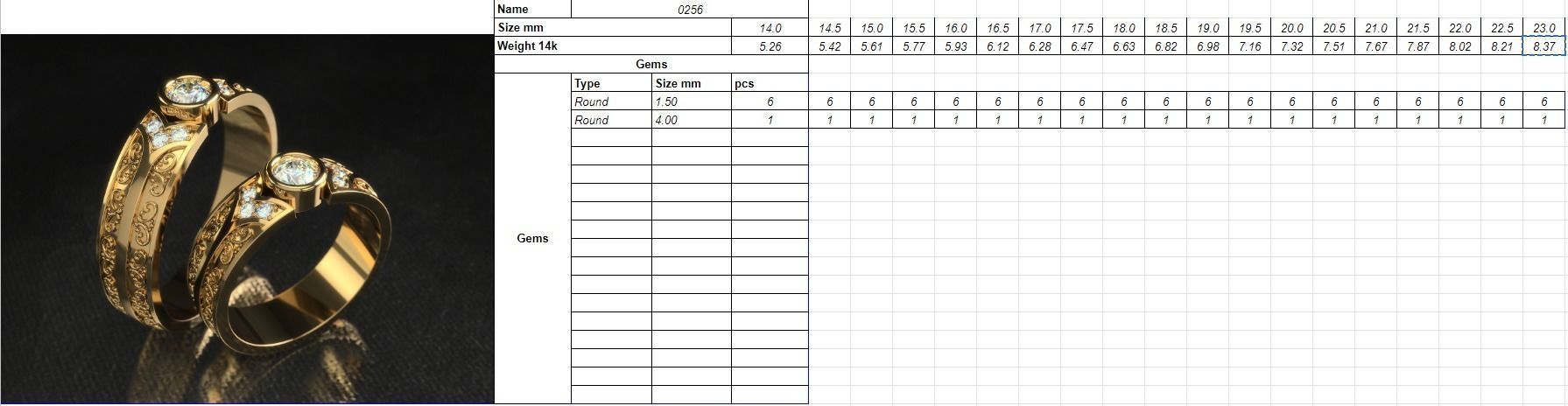 Rings 0256 all sizes 14-23 3D Model Collection_2