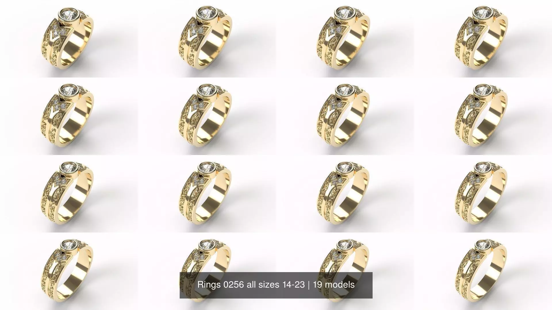 Rings 0256 all sizes 14-23 3D Model Collection_1