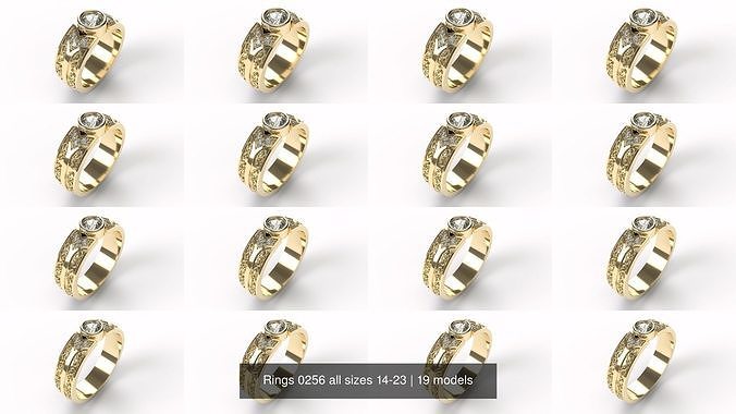 Rings 0256 all sizes 14-23 3D Model Collection