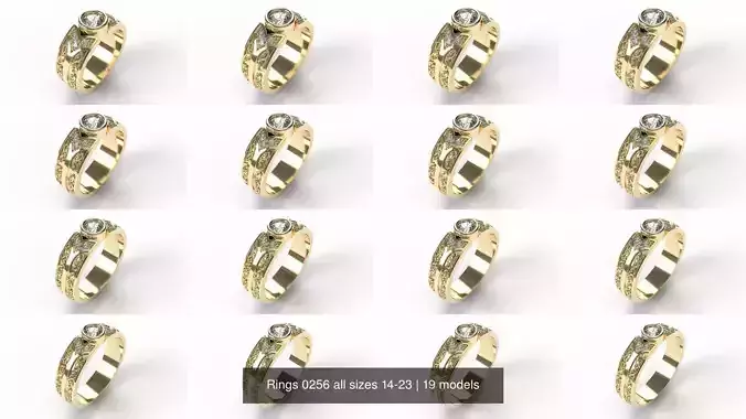 Rings 0256 all sizes 14-23 3D Model Collection