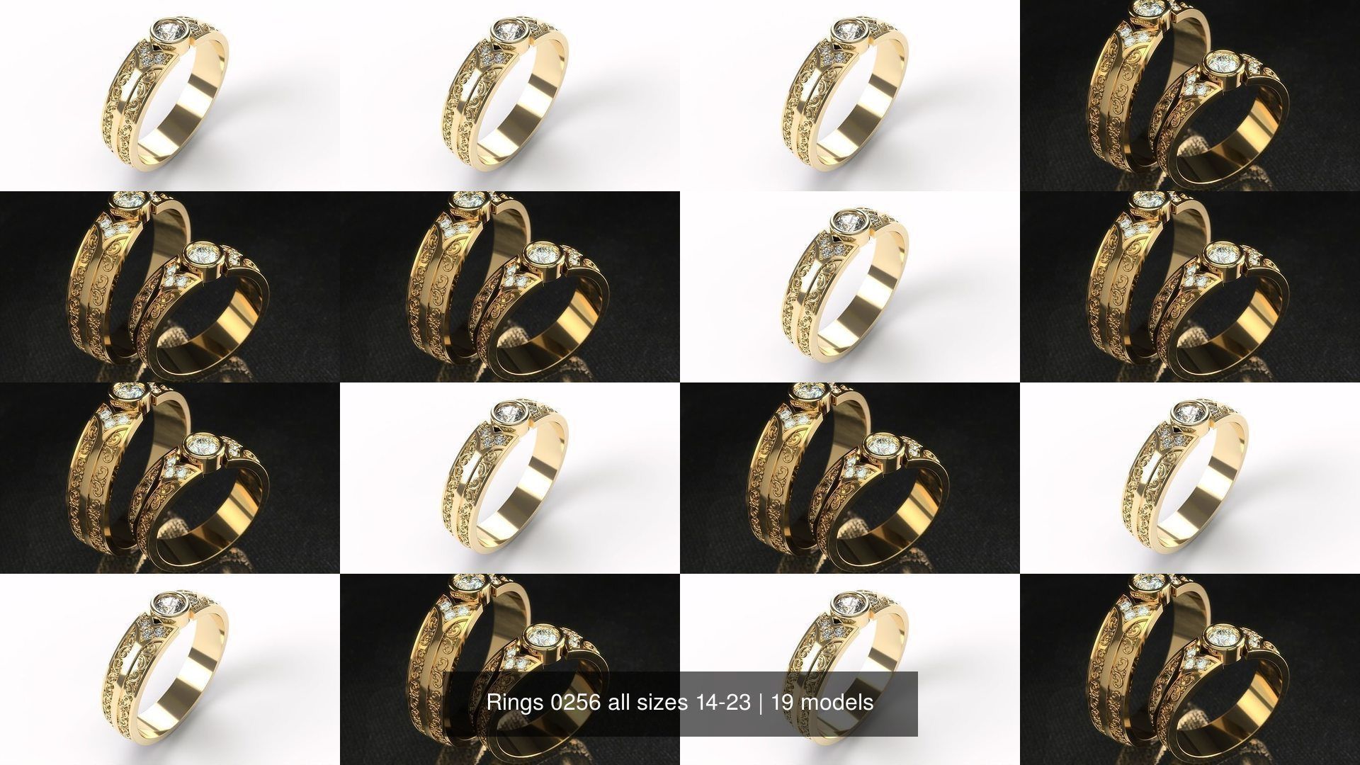 Rings 0256 all sizes 14-23 3D Model Collection_4