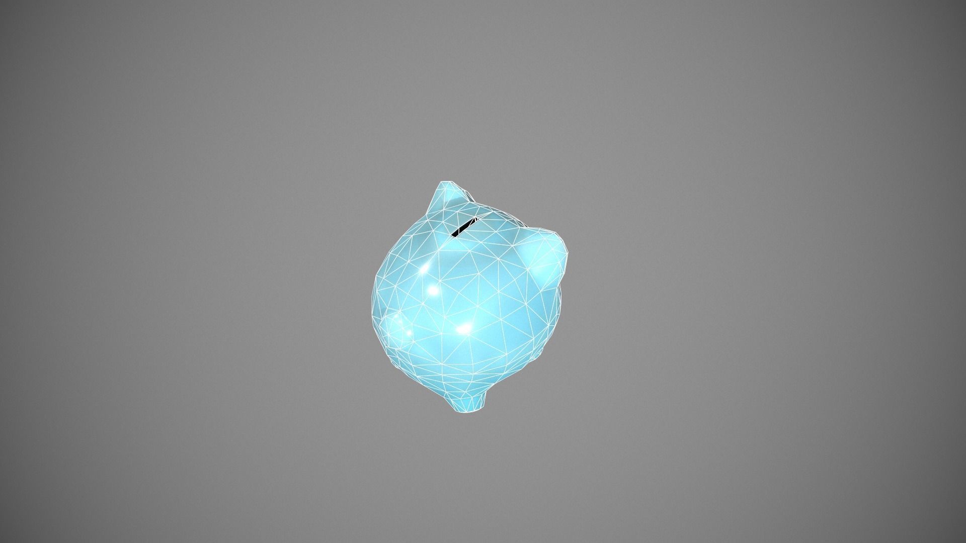 Blue Piggy Bank Low-poly 3D model_15